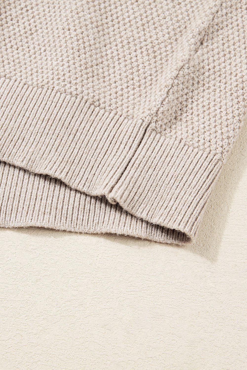Parchment Color Block Knit Striped Sleeve Detail Casual Sweater