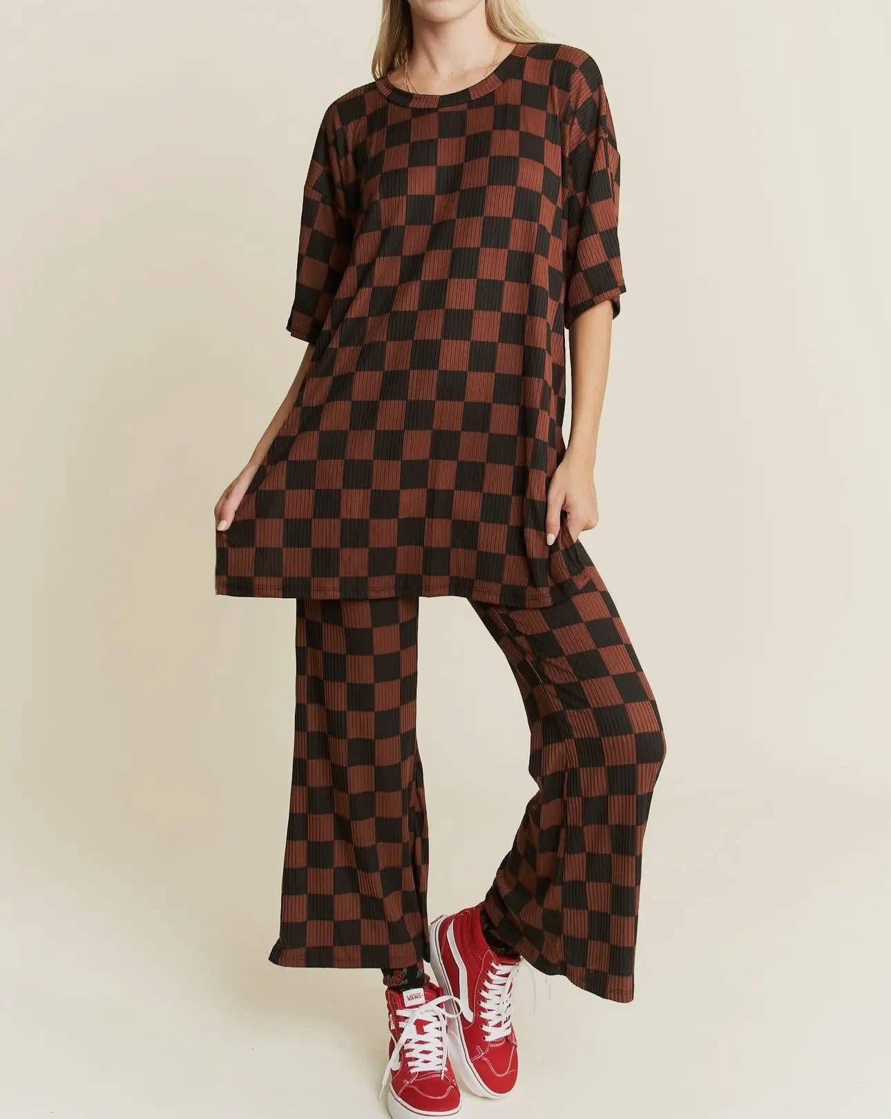 Checkered Print Lounge Set