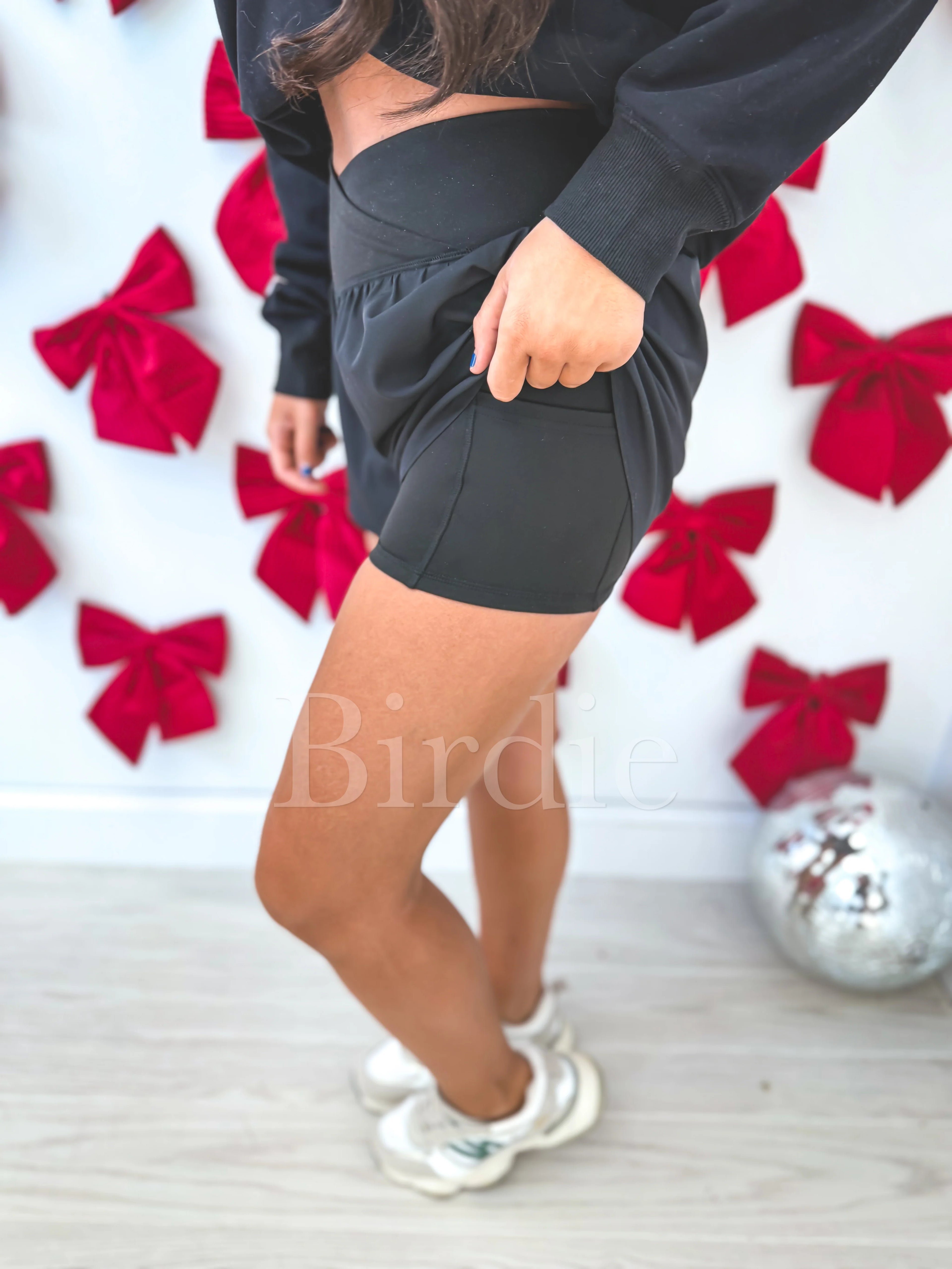 BIRDIE PREORDER Crossover Lined Active Shorts in Black